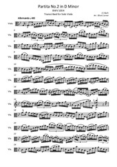 Partita No.2 transcribed for Solo Viola